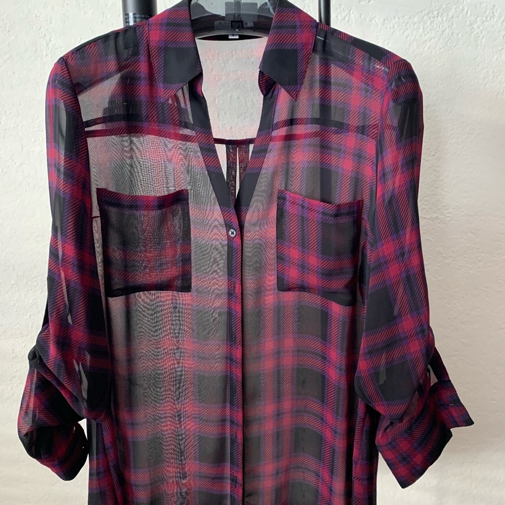 Sheer collared button down